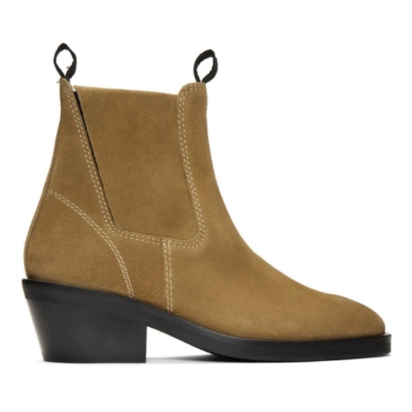 ACNE STUDIOS Camel Suede Concealed Chelsea Ankle Boots Beige Brown Western 39 9 - Picture 1 of 14